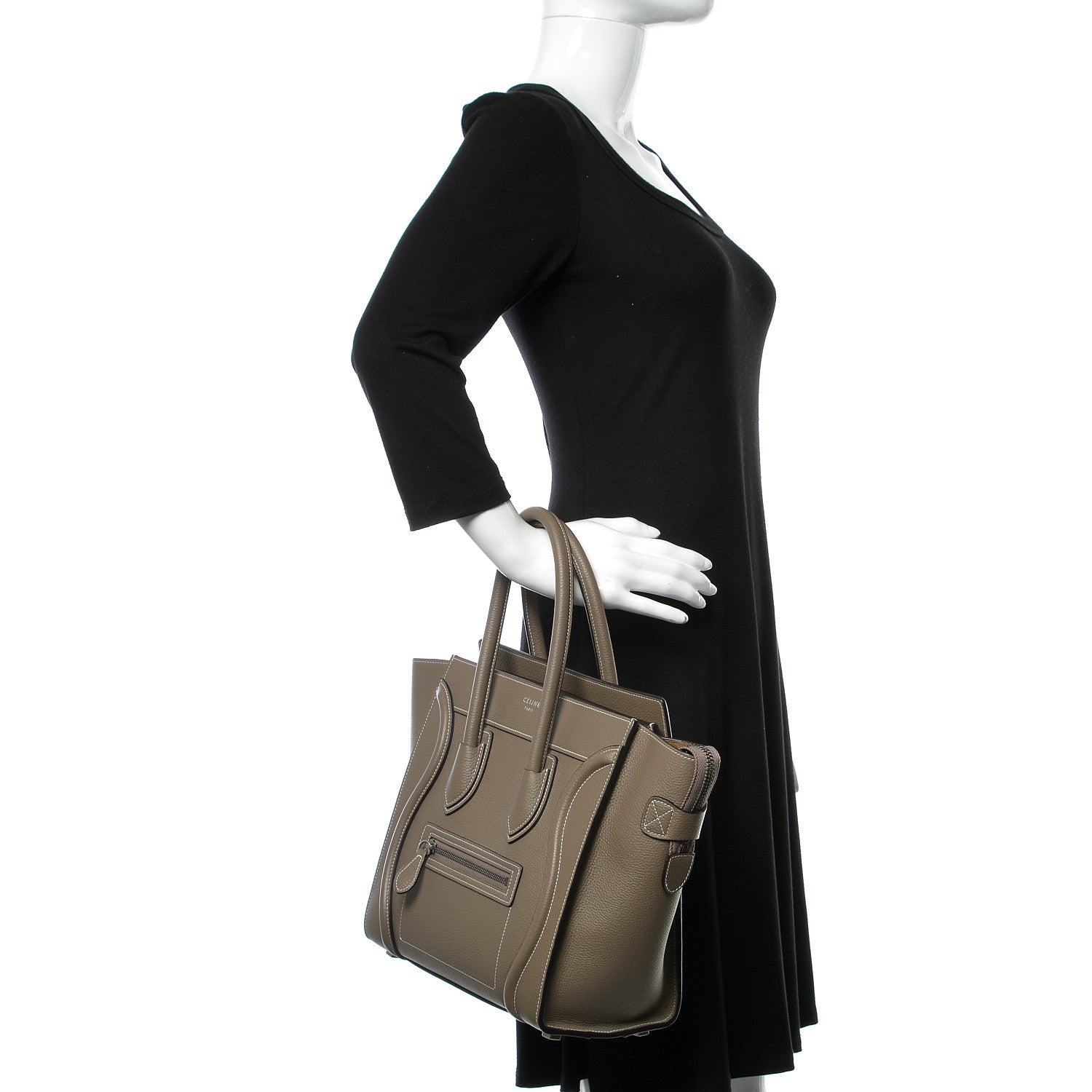 Celine Drummed Calfskin Micro Luggage Souris 2 of 10