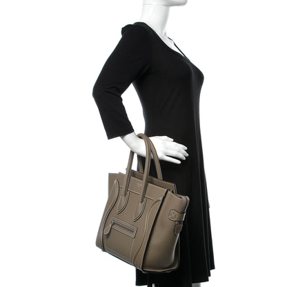 Celine Drummed Calfskin Micro Luggage Souris 2 of 10