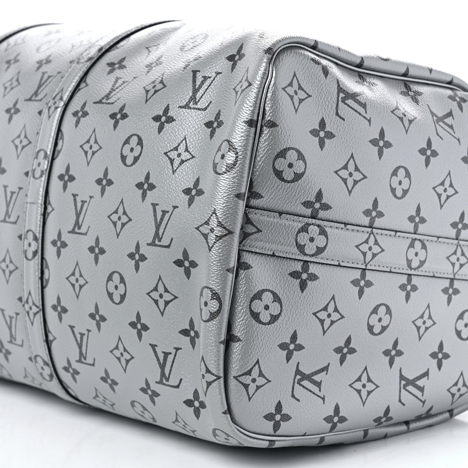 Louis Vuitton Metallic Monogram Keepall Bandouliere 50 Silver 9 of 9