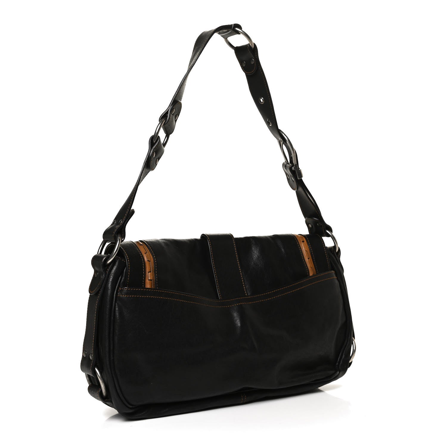 Christian Dior Calfskin Medium Gaucho Double Saddle Bag Black 3 of 10