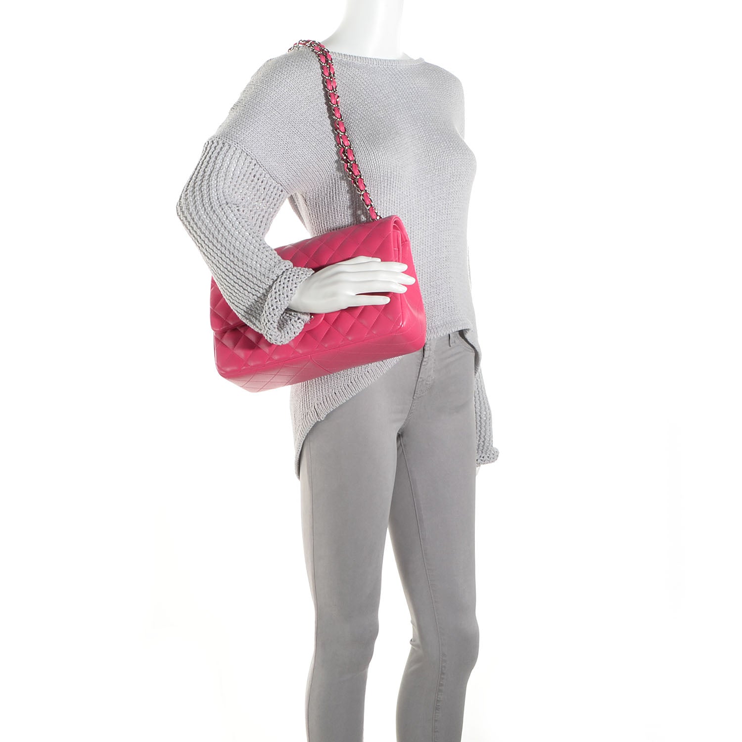 Chanel Lambskin Jumbo Double Flap Dark Pink 2 of 9