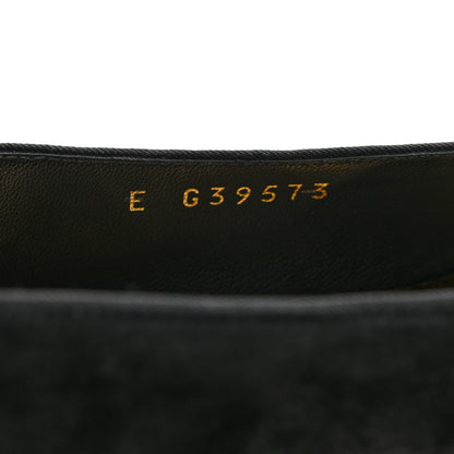 Chanel Suede Grosgrain CC Bow Ballerina Cap Toe Flats 37.5 Black 8 of 9