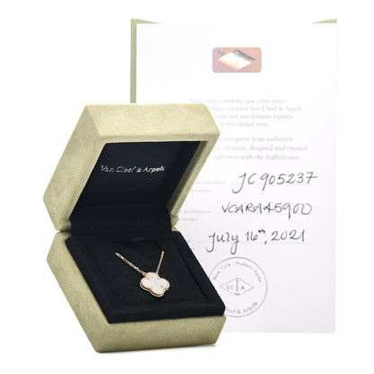 Van Cleef & Arpels 18K Yellow Gold Mother of Pearl Vintage Alhambra Pendant Necklace 5 of 5