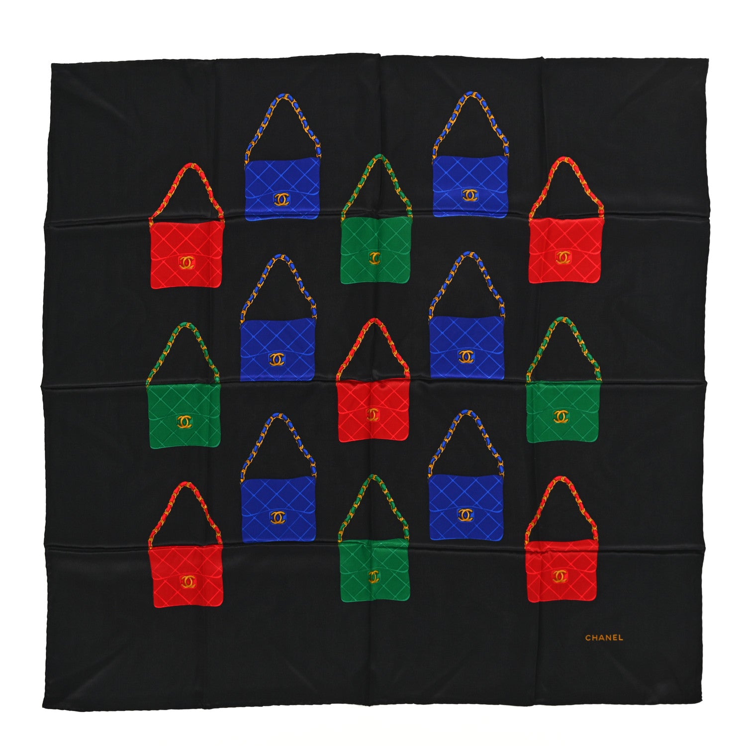 Chanel Silk CC Square Scarf Black Multicolor 1 of 4