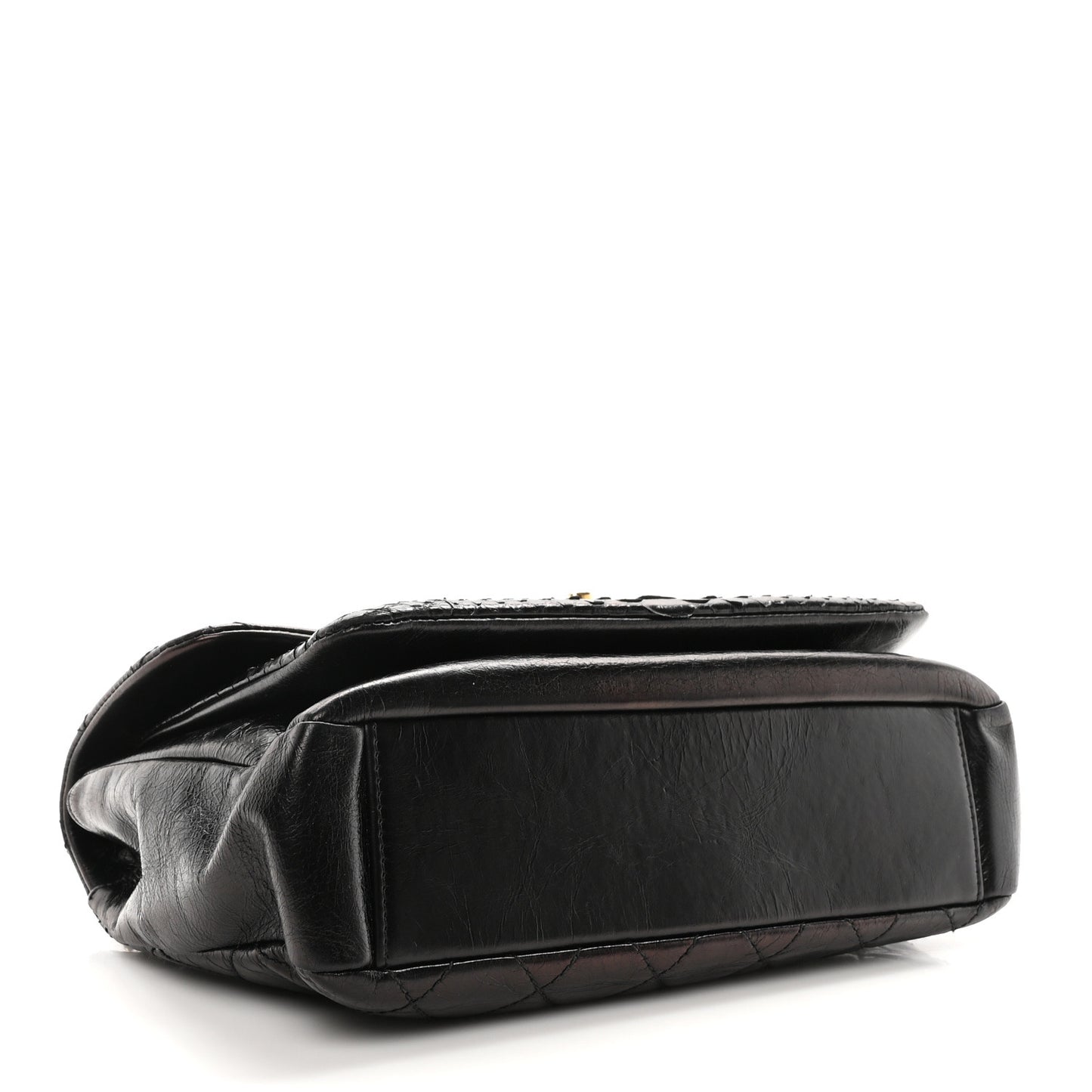Aged Calfskin Snakeskin Urban Mix Flap Black