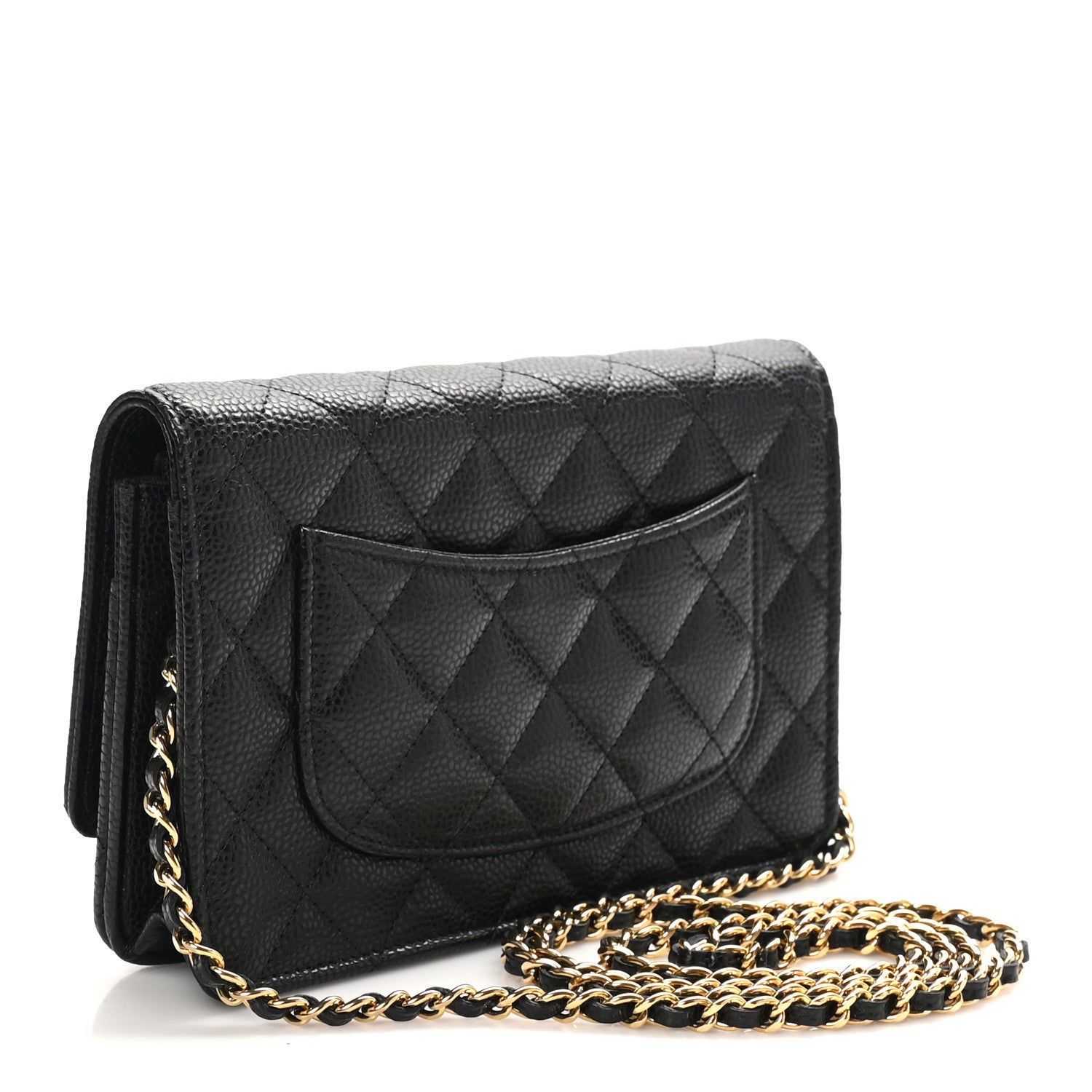 Chanel Caviar Quilted CC Turnlock Wallet On Chain Black 3 of 12