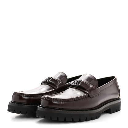 Louis Vuitton Damier Calfskin Embossed Mens Major Loafers 10 Brown 4 of 9