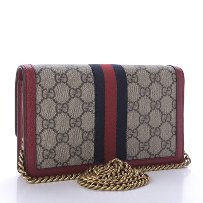 Gucci GG Supreme Monogram Web Queen Margaret Chain Wallet Red 3 of 9