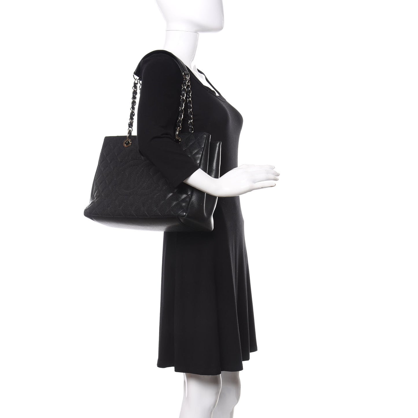 Caviar Quilted Grand Shopping Tote GST Black
