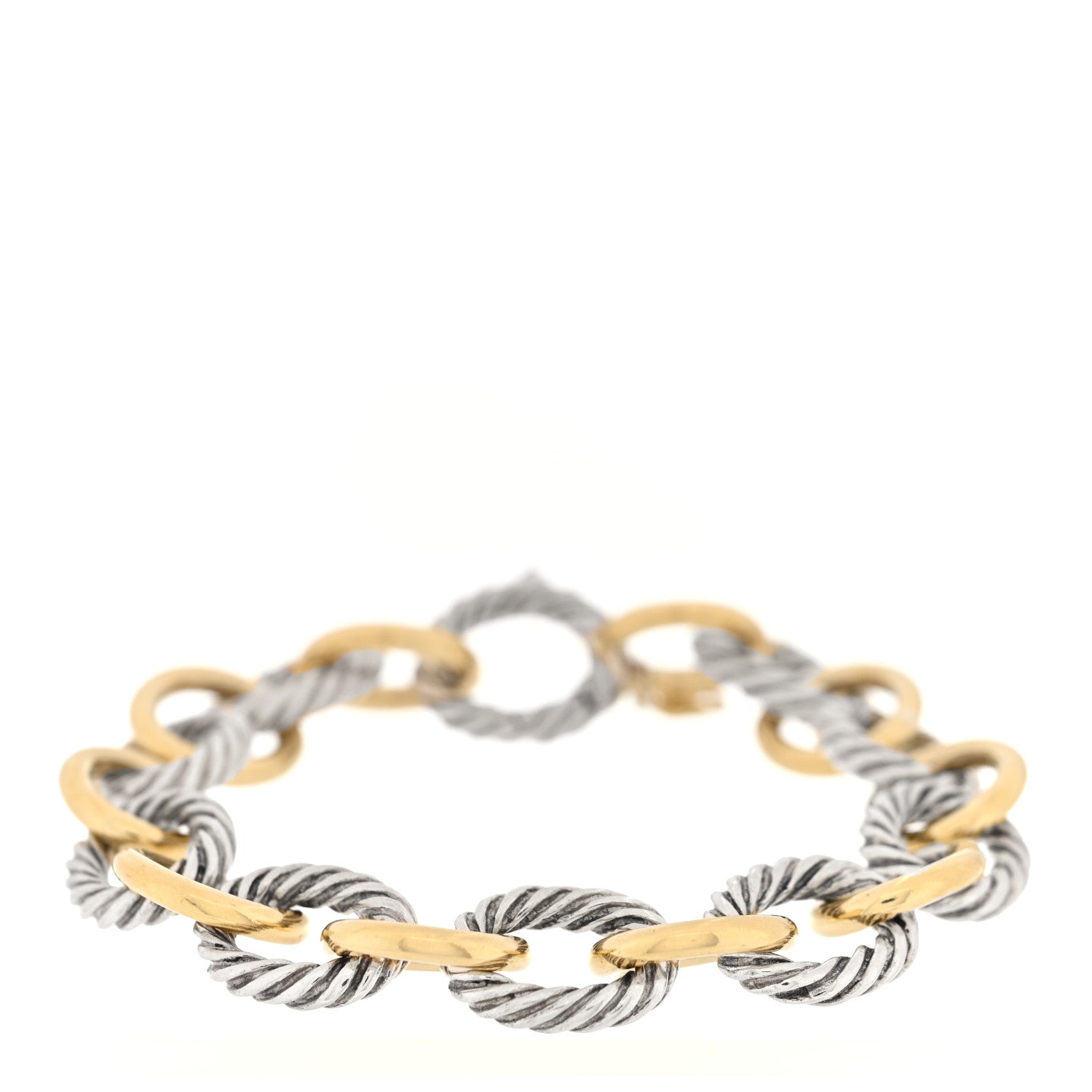 David Yurman Sterling Silver 18K Yellow Gold 12mm Large Oval Link Bracelet 1 of 3