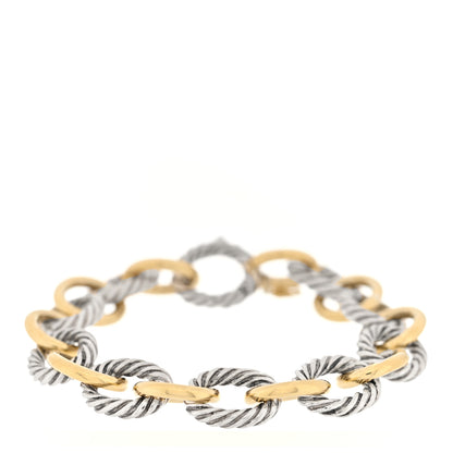 David Yurman Sterling Silver 18K Yellow Gold 12mm Large Oval Link Bracelet 1 of 3