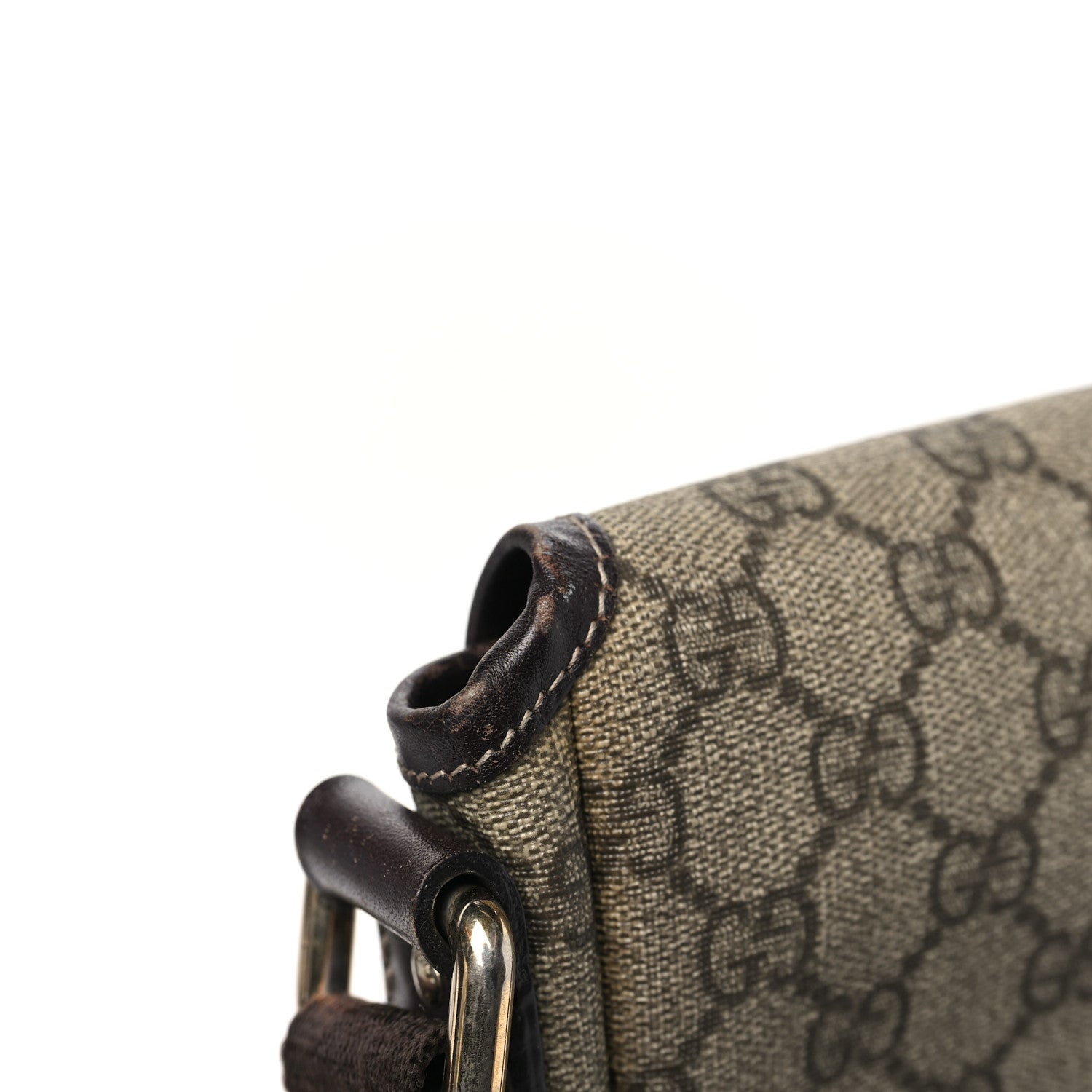 Gucci GG Supreme Monogram Selleria Calfskin Small Flap Messenger Bag Beige Ebony Cocoa Dark Chocolate 11 of 14