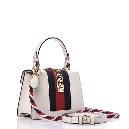 Gucci Calfskin Mini Sylvie Top Handle Bag White 4 of 8