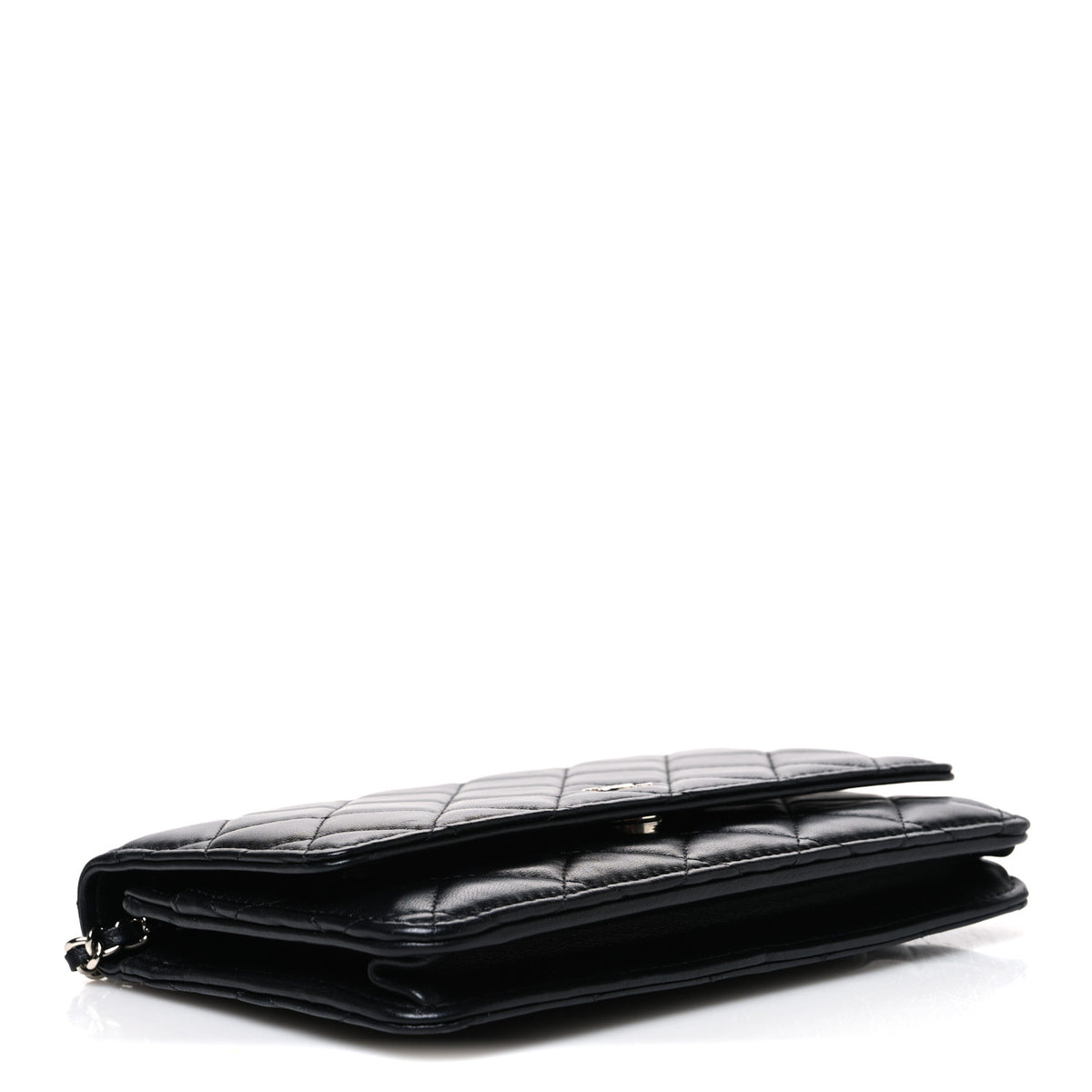 Lambskin Quilted Wallet On Chain WOC Black