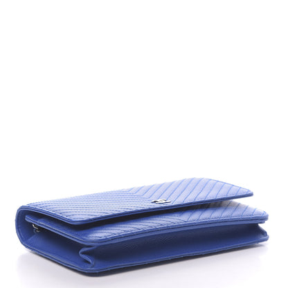 Chanel Caviar Chevron Quilted Wallet On Chain WOC Bright Blue 4 of 12
