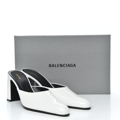 Balenciaga Patinated Calfskin Mule Pumps 39 Optic White 9 of 9