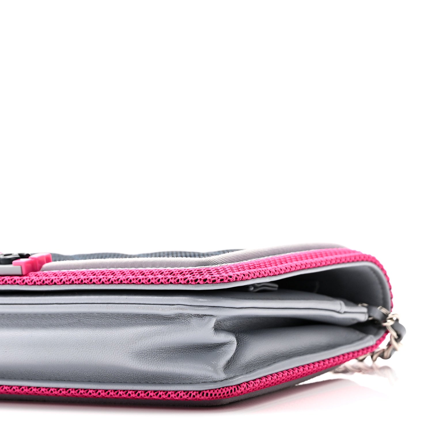 Chanel Canvas Quilted Fluo Boy Wallet On Chain WOC Dark Navy Fuchsia Grey 11 of 11