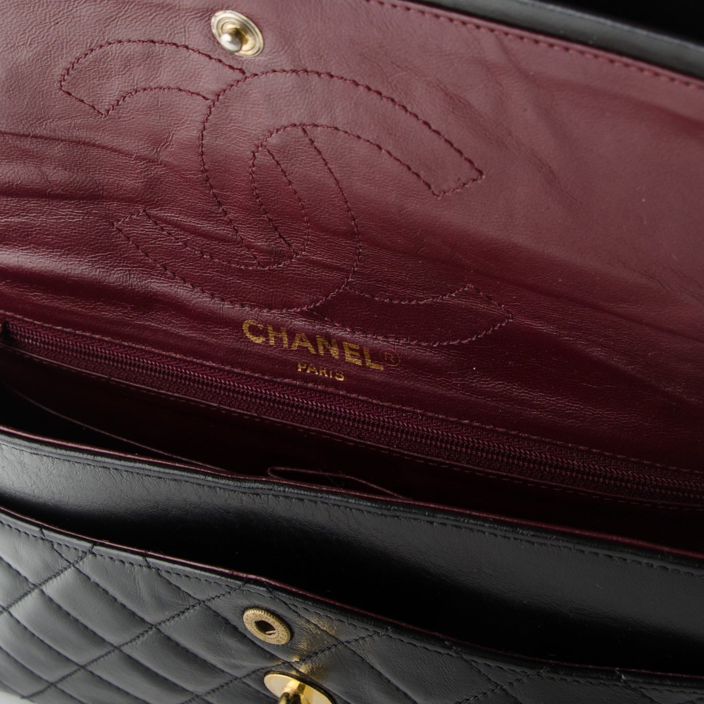 Lambskin Quilted Medium Double Flap Black