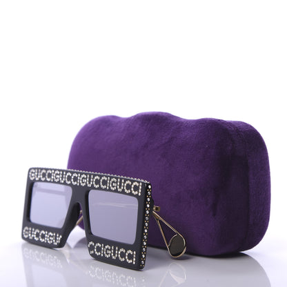 Gucci Acetate Crystal Mask-Frame Sunglasses GG0431S Black 8 of 8