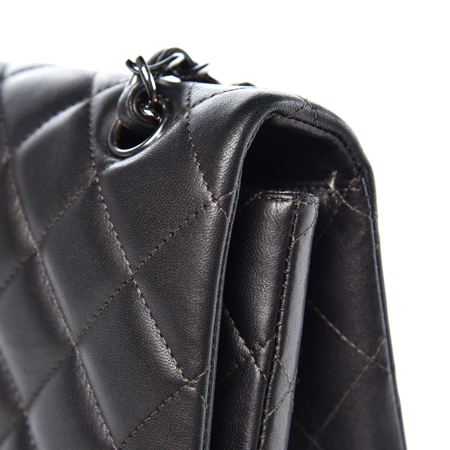 Chanel Lambskin Maxi Single Flap Flap Dark Grey 14 of 18