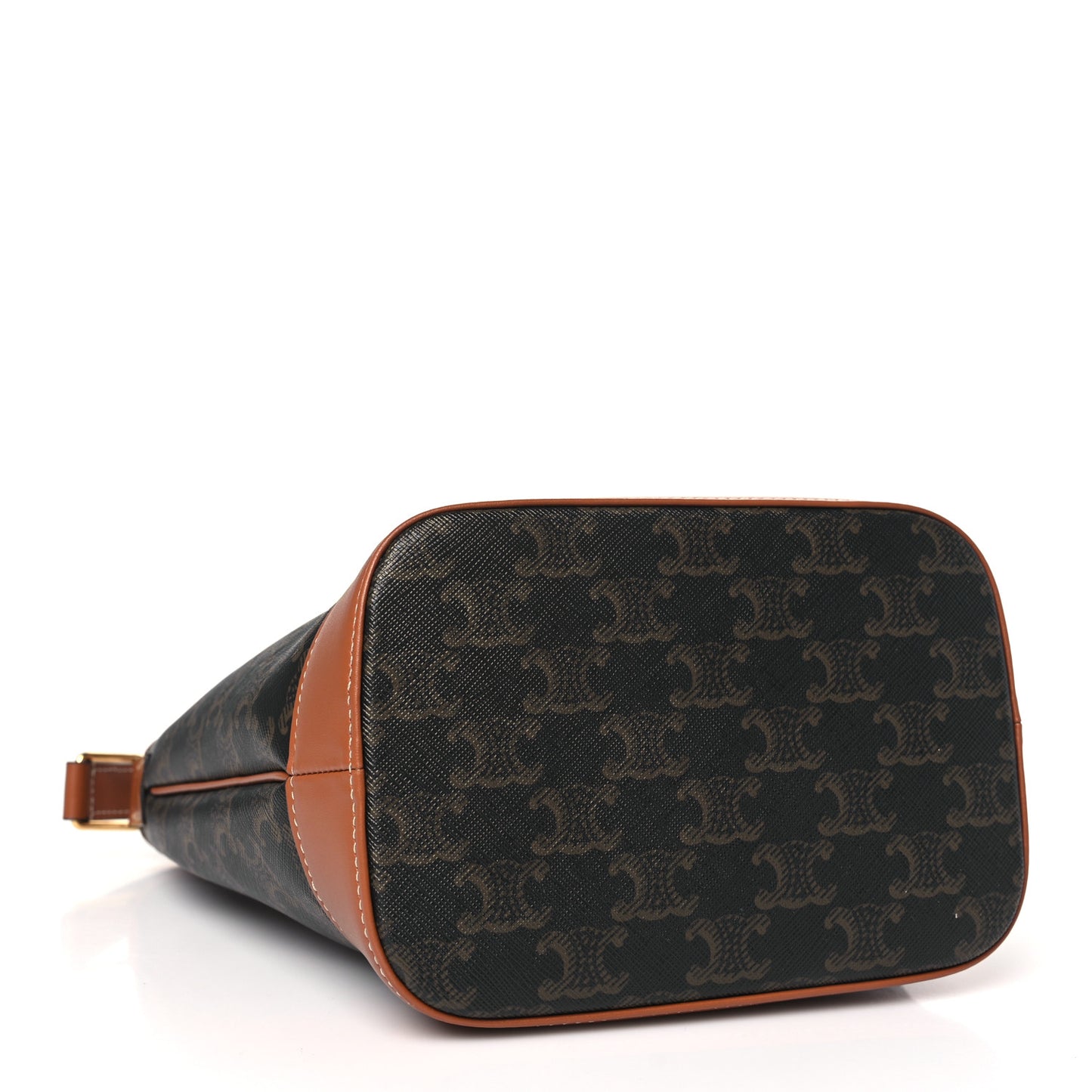 Triomphe Canvas Calfskin Small Bucket Bag Tan