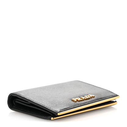 Prada Saffiano Metal Bi-Fold Wallet Black 4 of 11