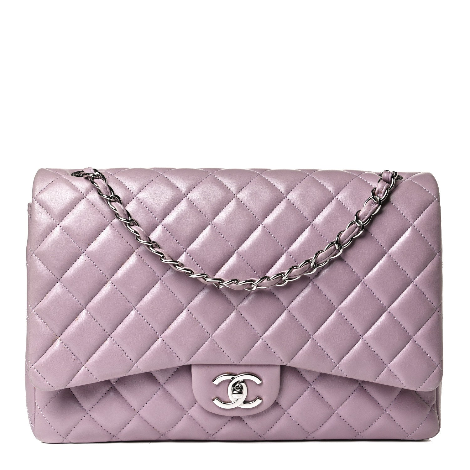 Chanel Lambskin Quilted Maxi Double Flap Purple 1 of 16