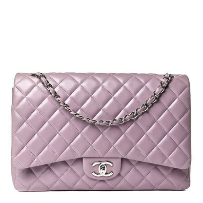 Chanel Lambskin Quilted Maxi Double Flap Purple 1 of 16