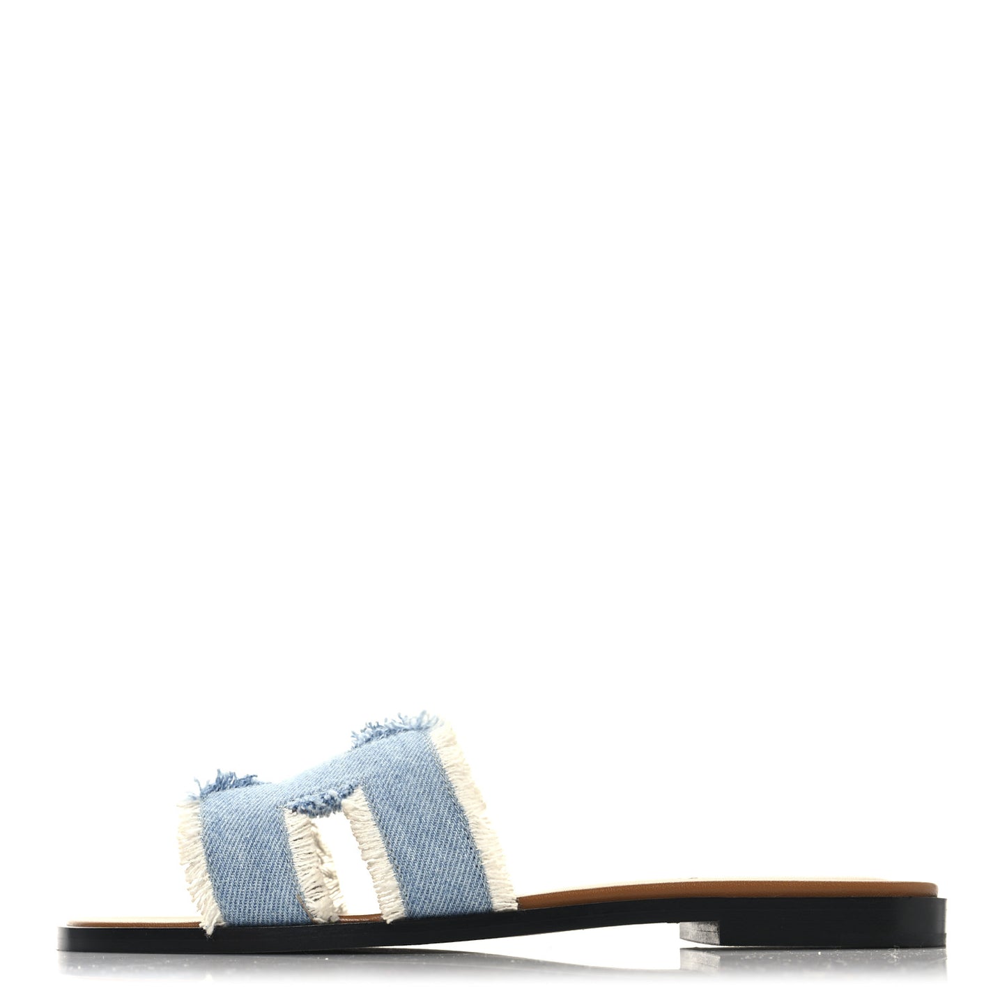 Denim Oran Fringe Sandals 36 Bleu Clair