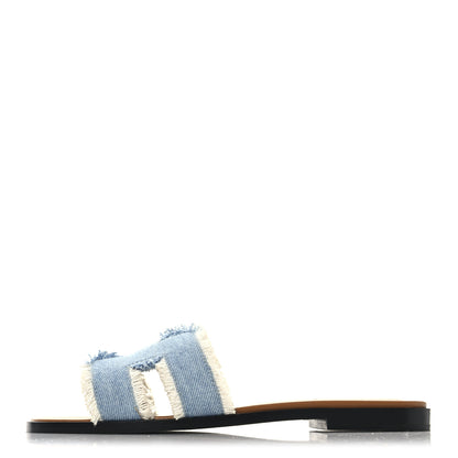 Hermes Denim Oran Fringe Sandals 36 Bleu Clair 1 of 10