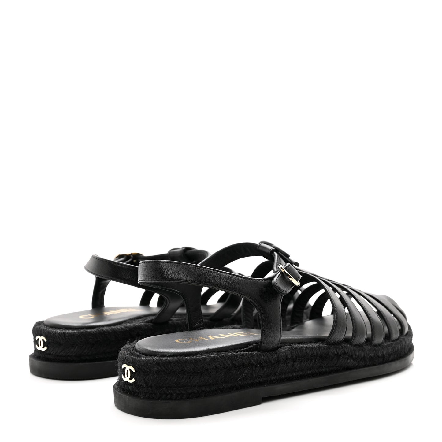 Lambskin Espadrille Sandals 40 Black