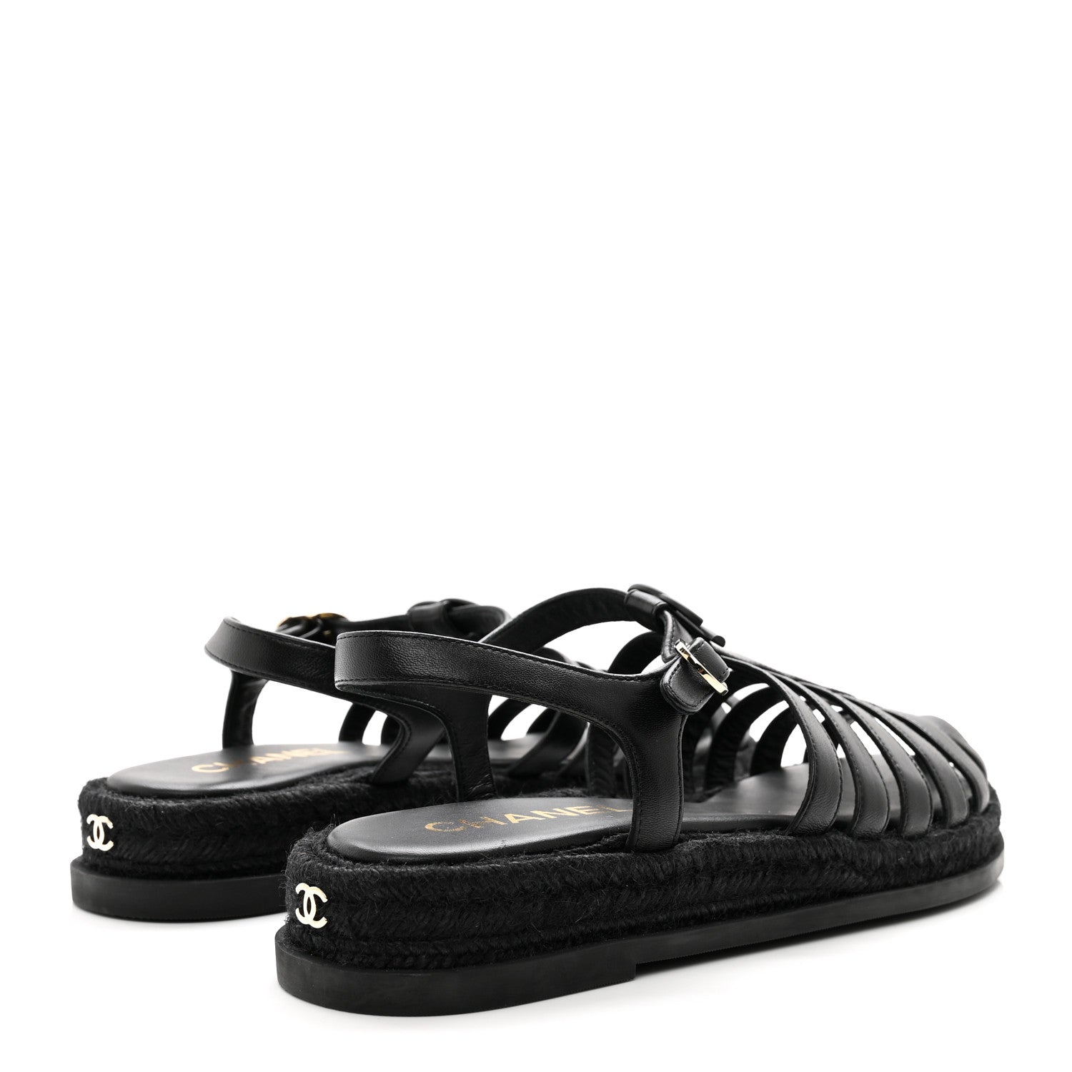 Chanel Lambskin Espadrille Sandals 40 Black 4 of 8