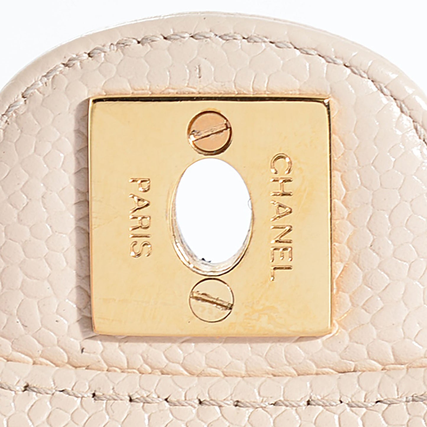 Caviar Quilted Mini Square Flap Beige