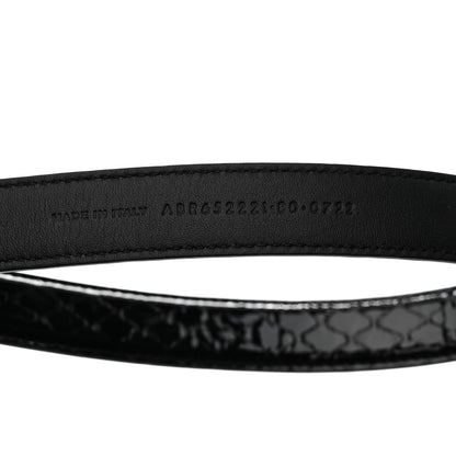 Saint Laurent Patent Calfskin Snakeskin Embossed 20mm Cintura Belt 80 32 Black 6 of 6