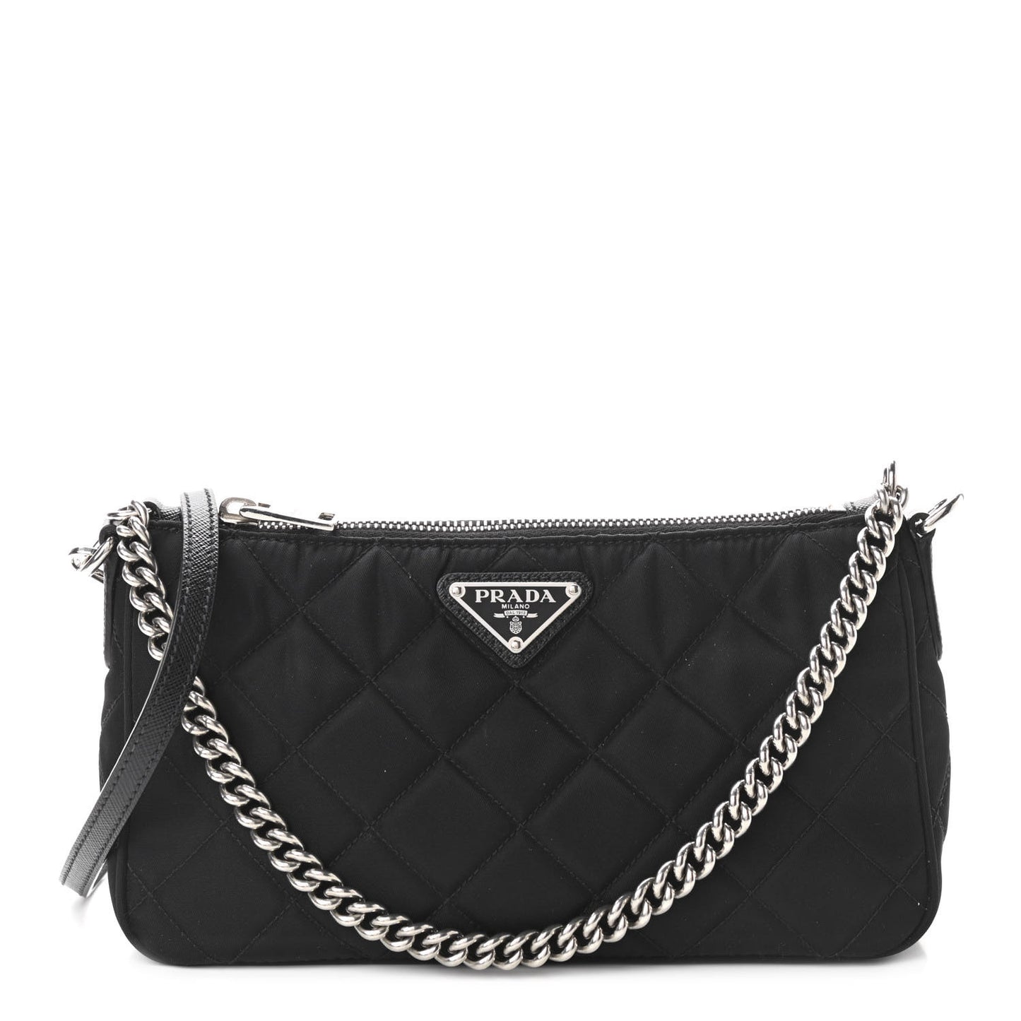 Nylon Tessuto Impuntu Quilted Crossbody Bag Black