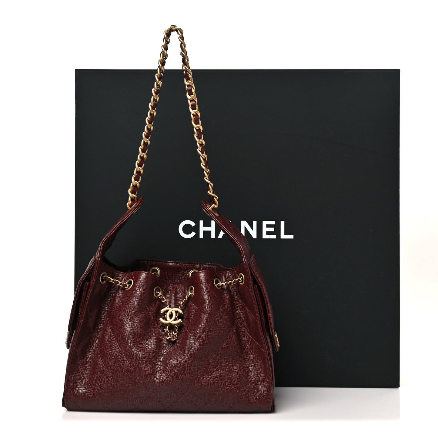 Caviar Quilted Small Chanel 25 Handbag Burgundy