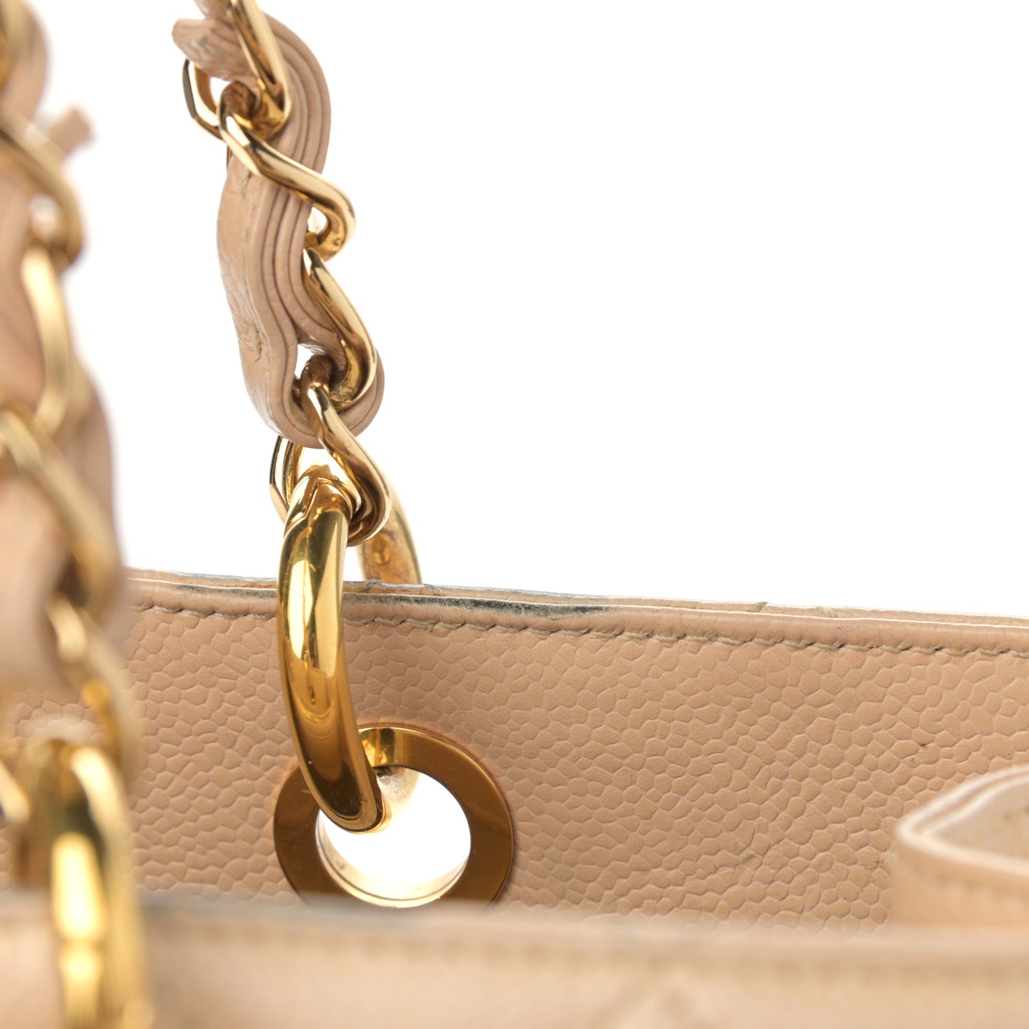 Caviar Quilted Grand Shopping Tote GST Beige