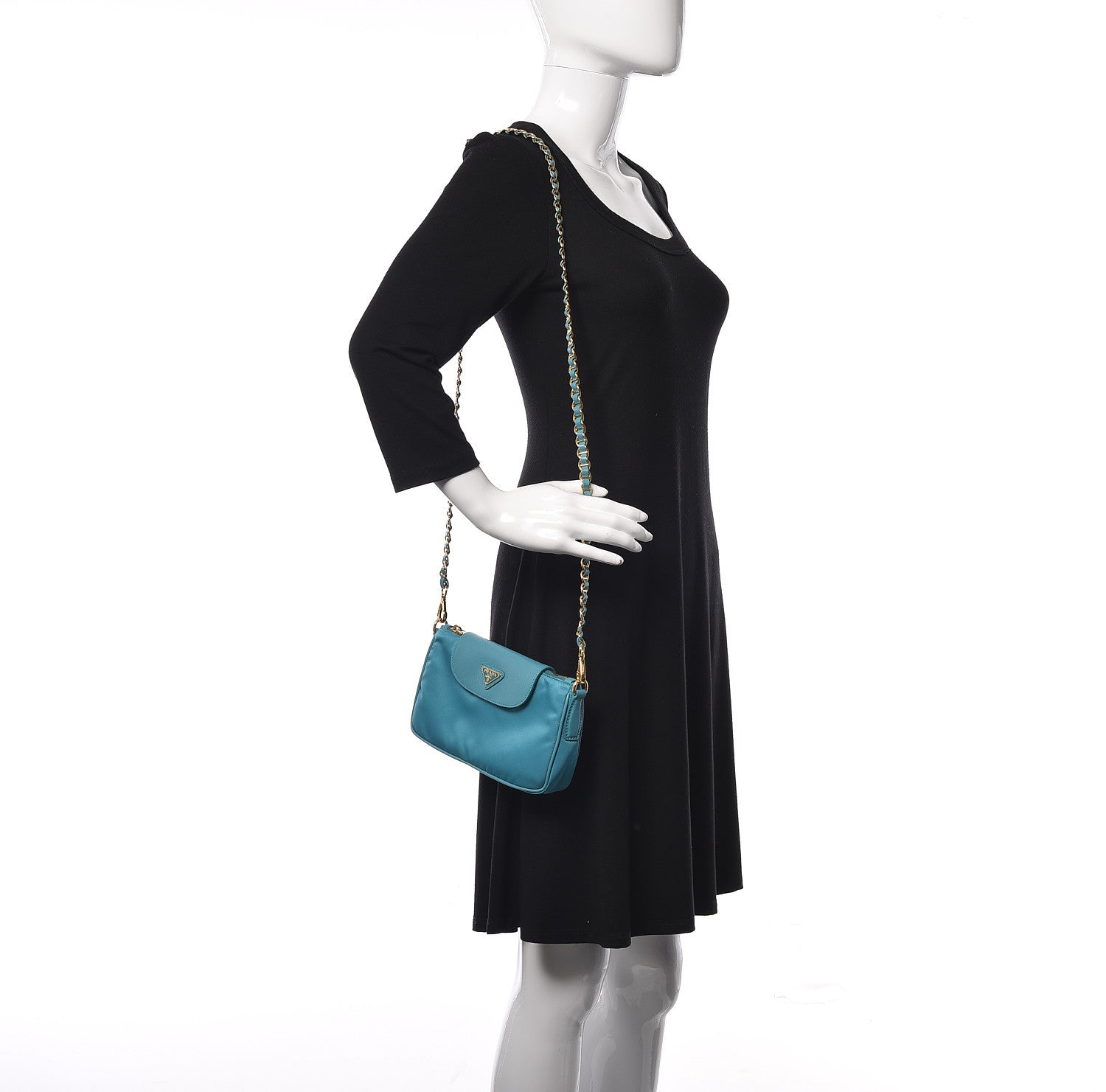 Prada Tessuto Nylon Saffiano Crossbody Bag Turchese 2 of 10