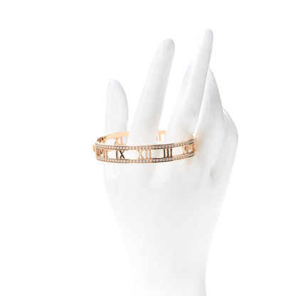 Tiffany 18K Rose Gold Diamond Atlas Open Hinged Bangle Bracelet 2 of 6