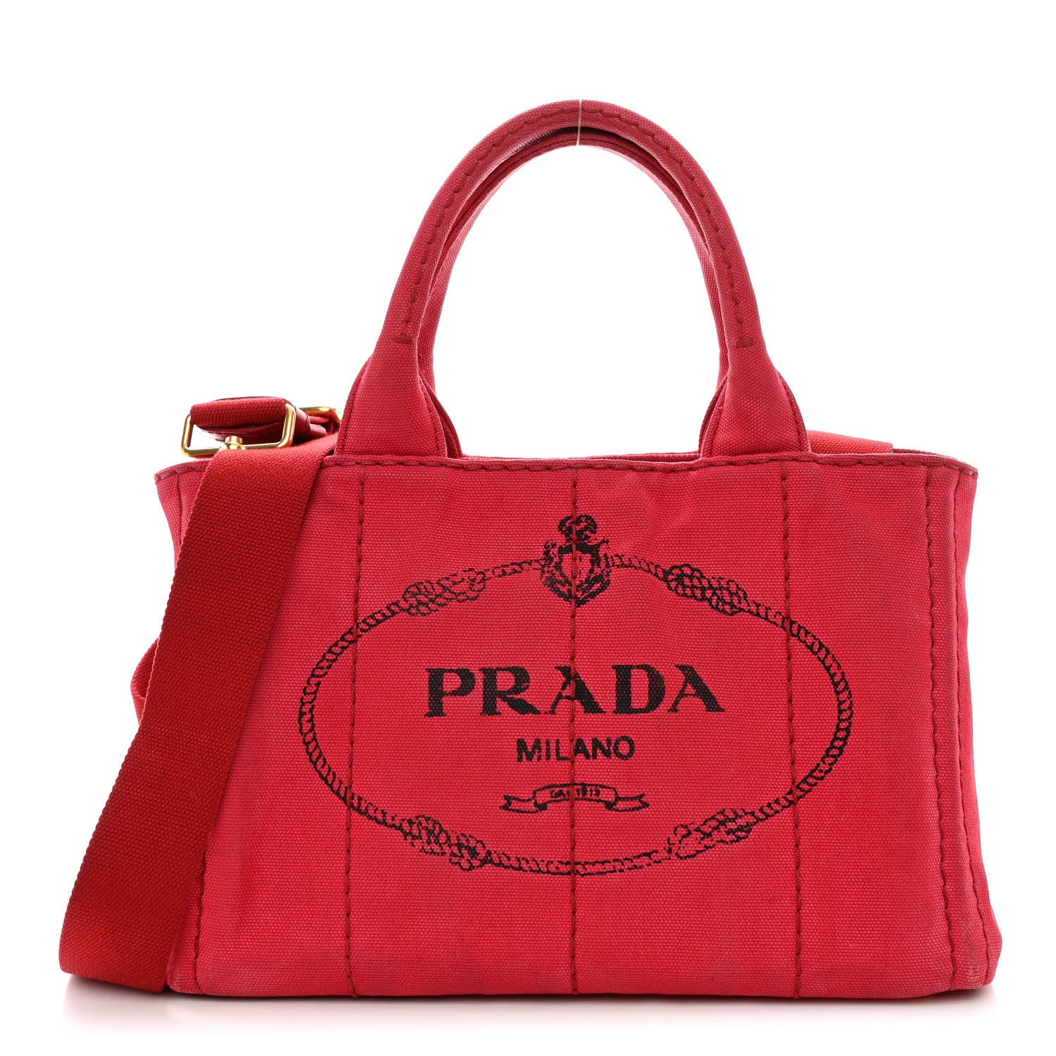 Prada Canapa Small Logo Tote Rosso 1 of 12