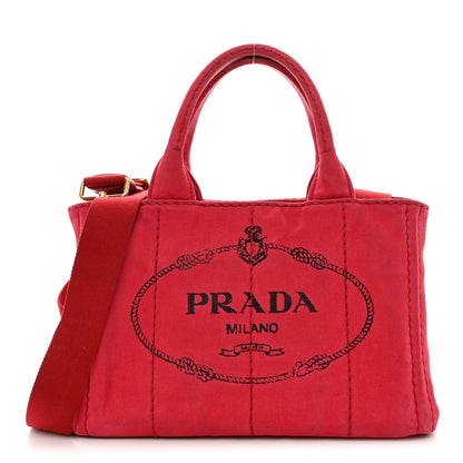 Prada Canapa Small Logo Tote Rosso 1 of 12