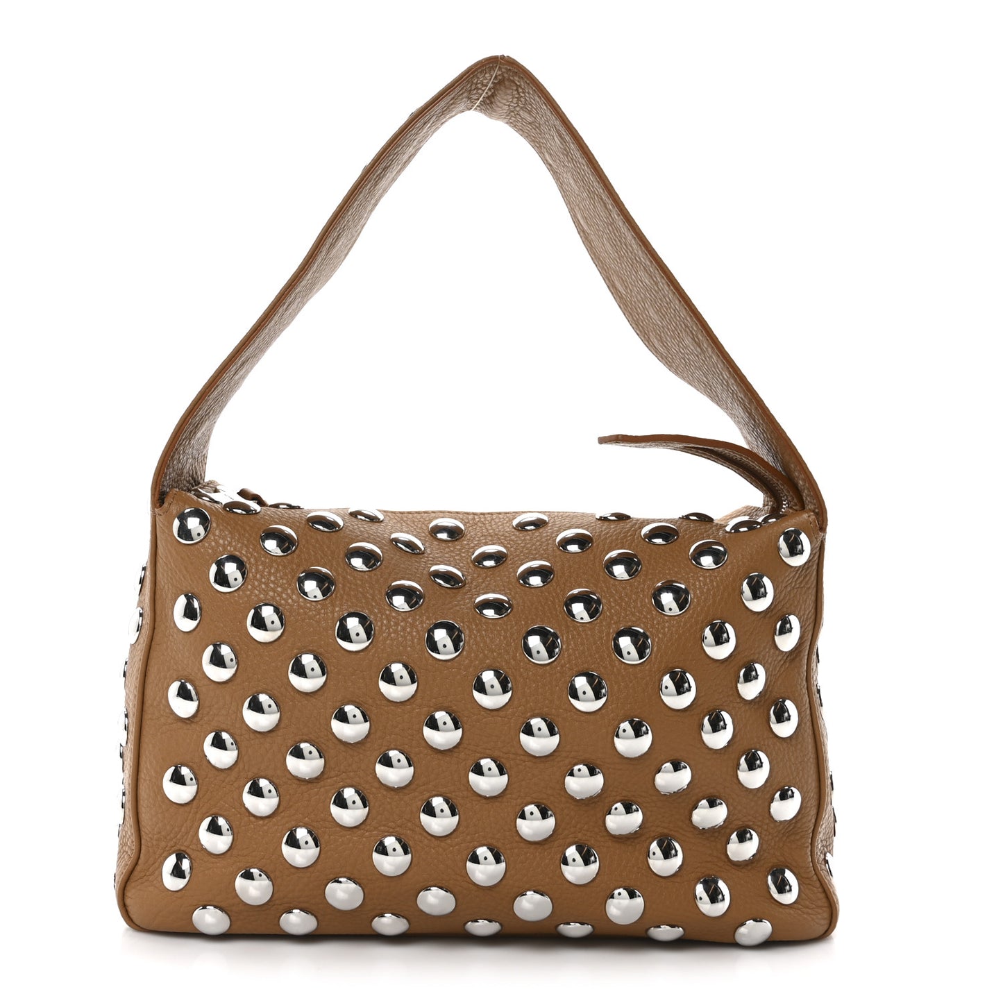 Pebbled Sport Calfskin Studded Elena Nougat