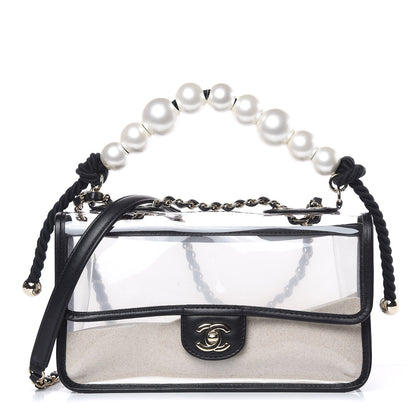 Chanel Lambskin PVC Sand By The Sea Flap With Pearl Strap Black 1 of 10