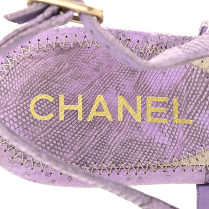 Chanel Lizard Pearl CC Thong Sandals 38 Light Purple 9 of 12