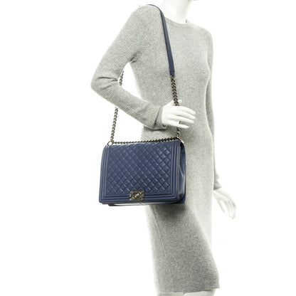 Chanel Calfskin Quilted Large Boy Flap Blue 2 of 14