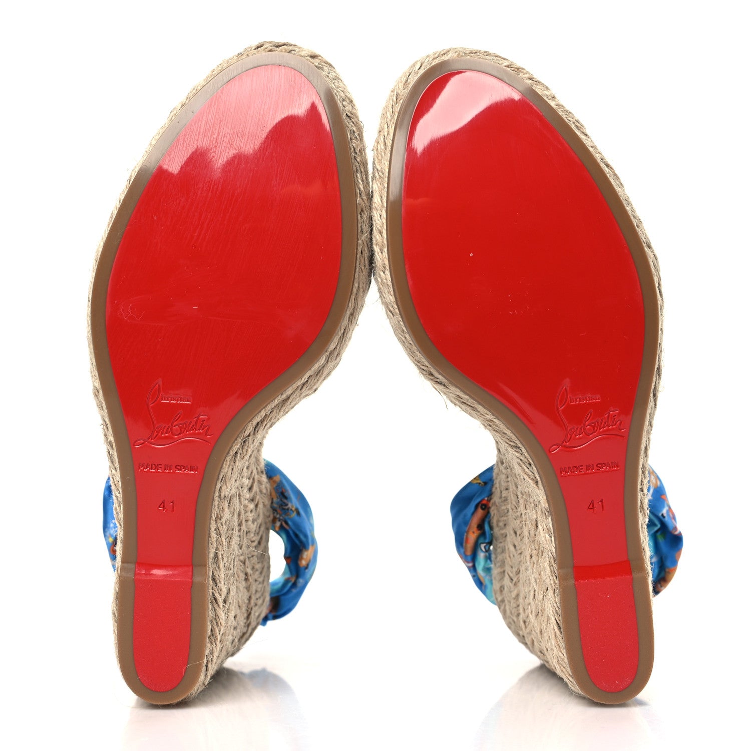 Christian Louboutin Satin Monica Du Desert 110 Espadrille Wedges 41 Blue Multicolor 5 of 8