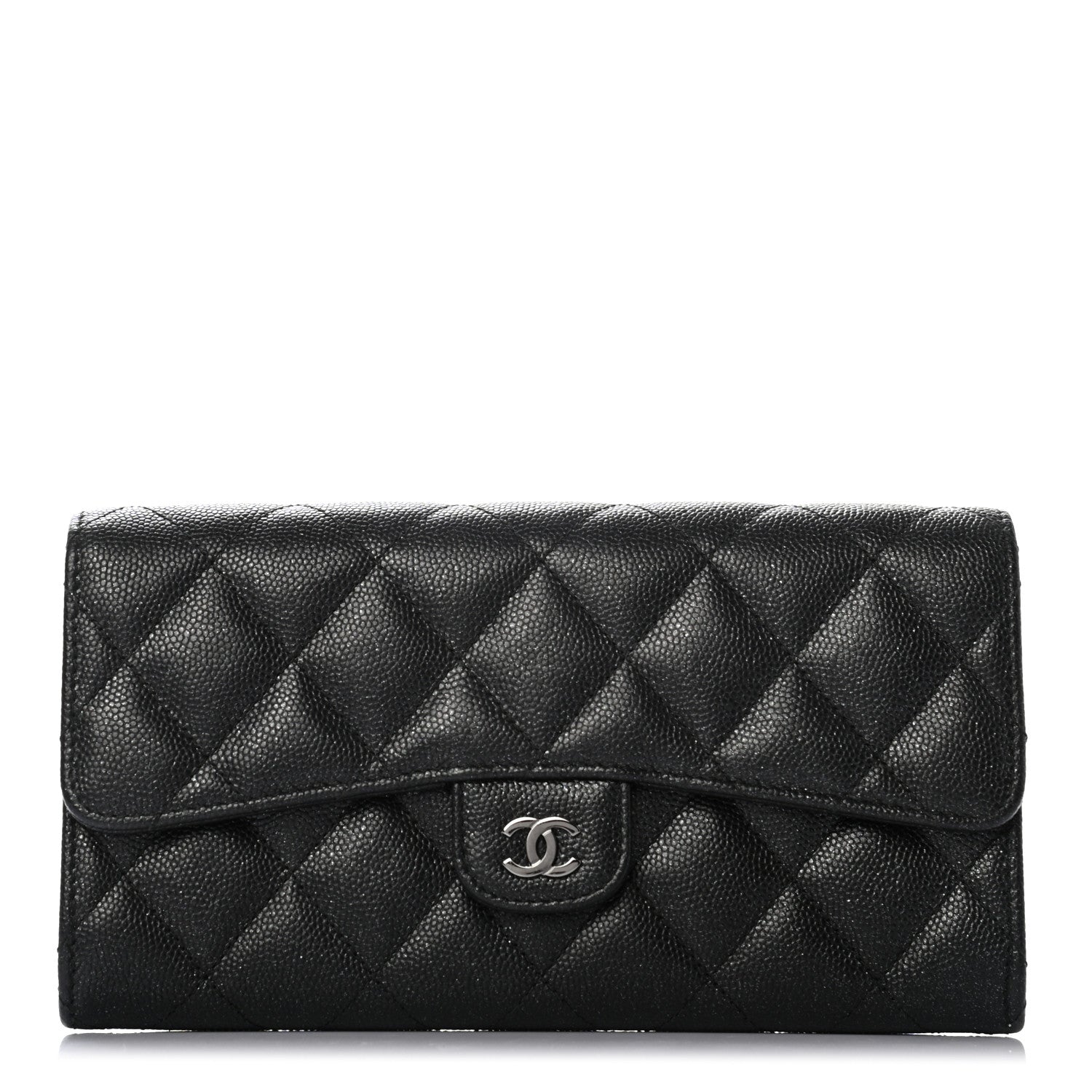 Chanel Iridescent Caviar Quilted Large Gusset Flap Wallet Black 1 of 9