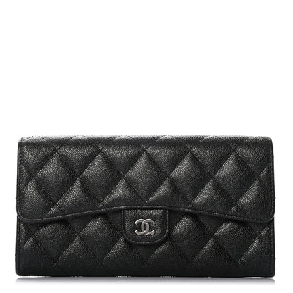 Chanel Iridescent Caviar Quilted Large Gusset Flap Wallet Black 1 of 9