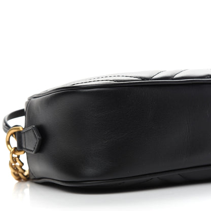 Gucci Calfskin Matelasse Small GG Marmont Chain Shoulder Bag Black 8 of 9