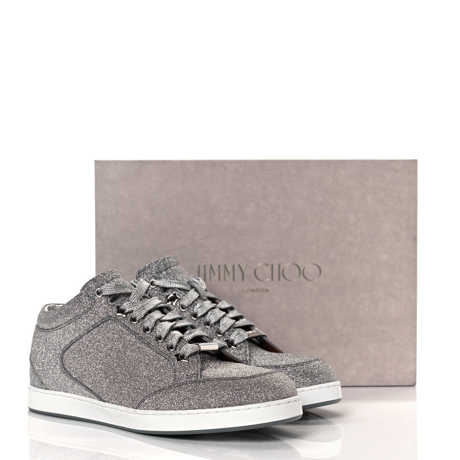 Jimmy Choo Glitter Miami Sneakers 38 Silver 29 of 30